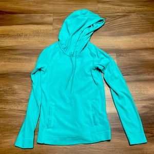 3 fleece 1/4 zip pullovers. 1 sea foam green Columbia, 2 Alpine (teal and blue)